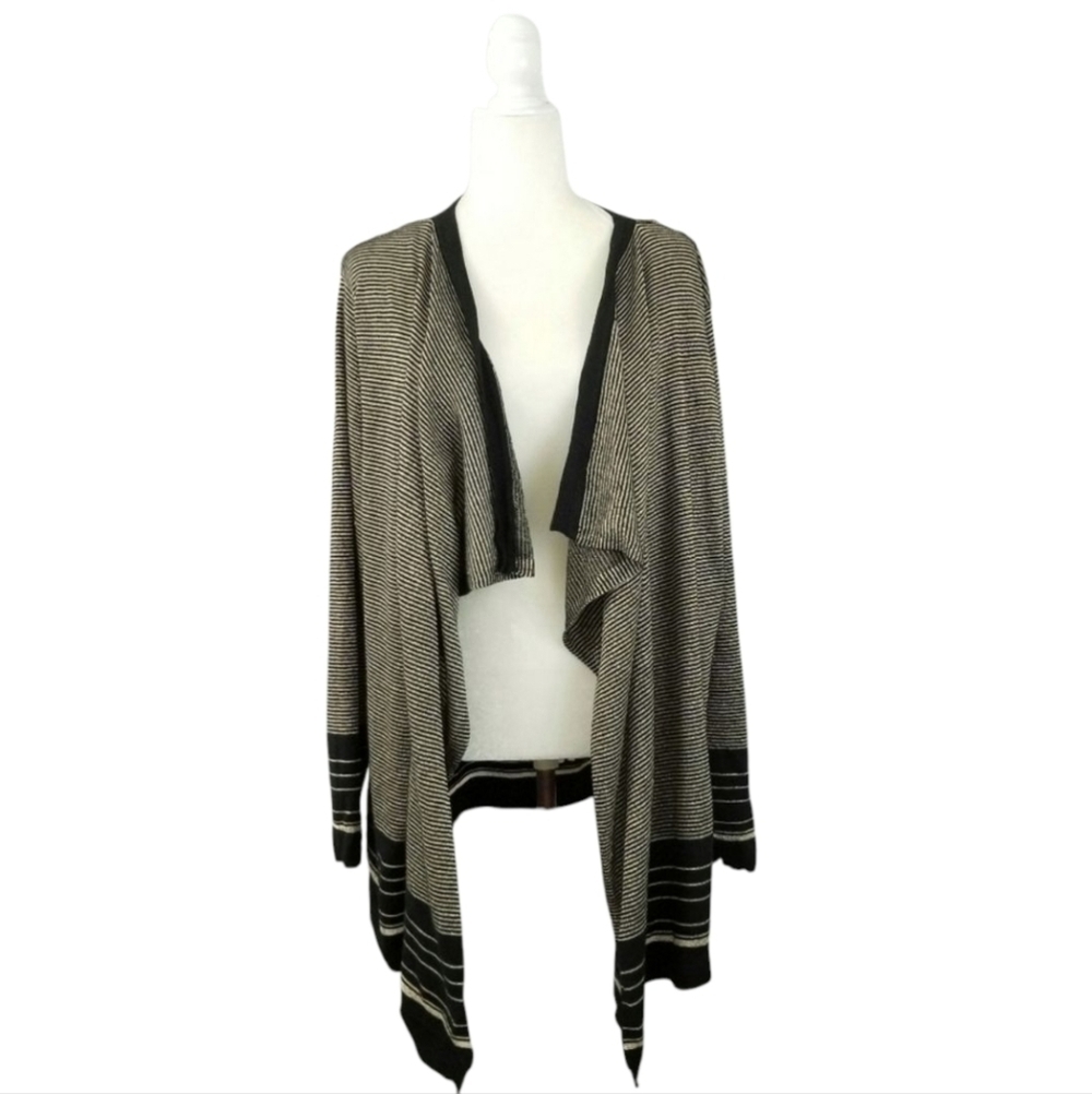 Calvin Klein gold black striped cascading open front cardigan NWOT size 2X